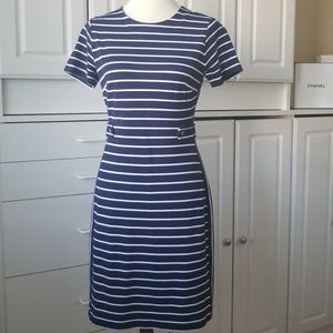 BR-Navy and White Striped Dress